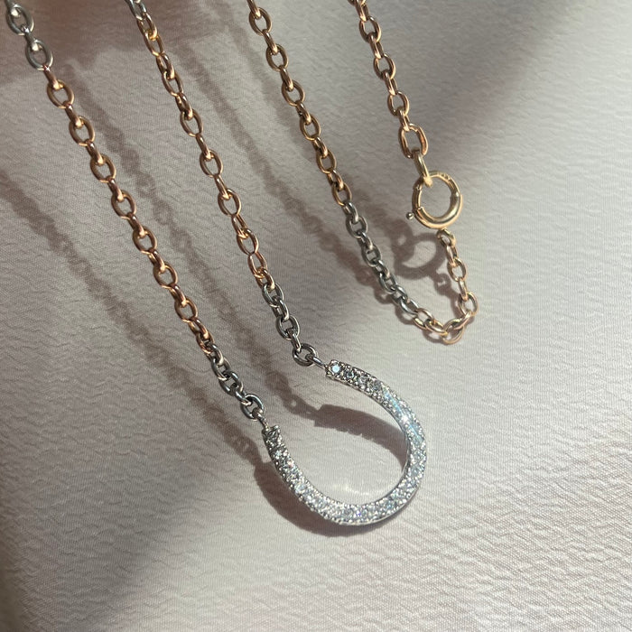 14k and Platinum Diamond Horseshoe Necklace