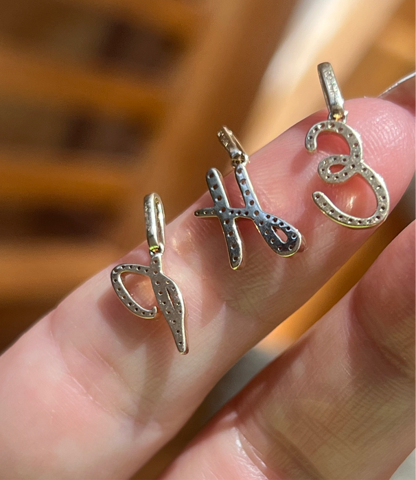 14k Pave Diamond Letter Charms