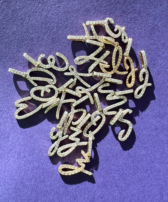 14k Pave Diamond Letter Charms