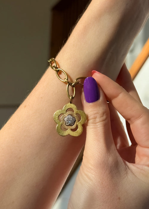 18k Diamond Flower Charm Bracelet