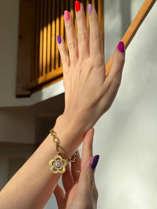 18k Diamond Flower Charm Bracelet