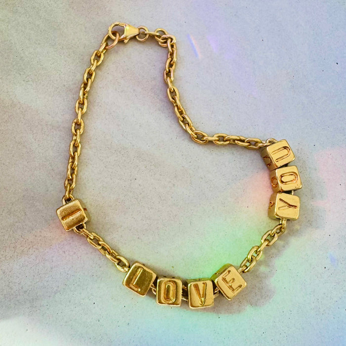 18k I LOVE YOU Block Letter Bracelet