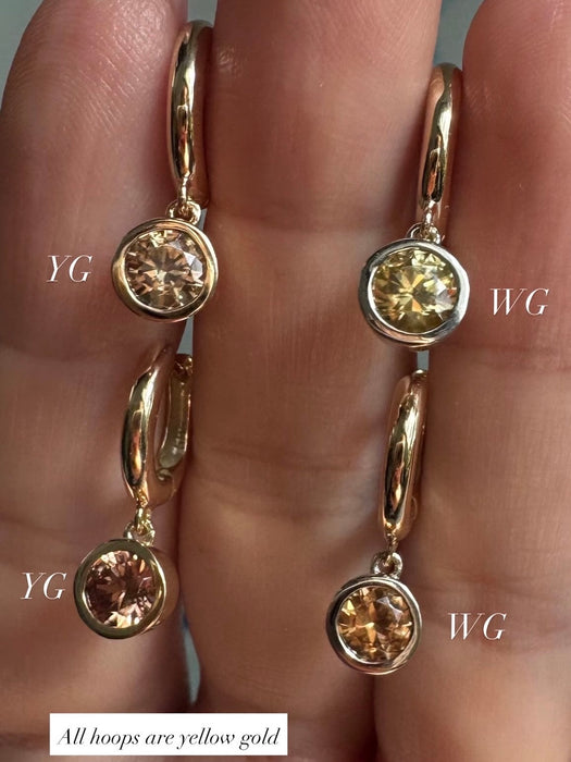 Bespoke 14k Zircon Drop Huggie Earrings