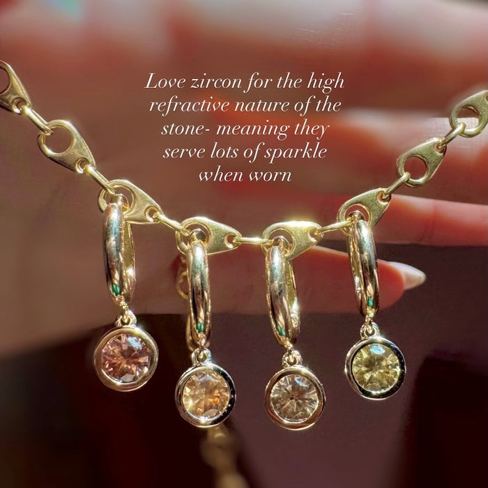 Bespoke 14k Zircon Drop Huggie Earrings