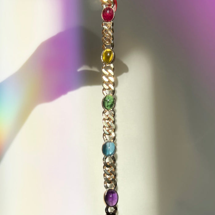 Bespoke 14k Rainbow Curb Bracelet