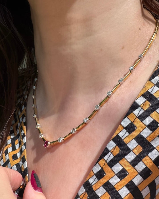 18k Ruby and Diamond Necklace