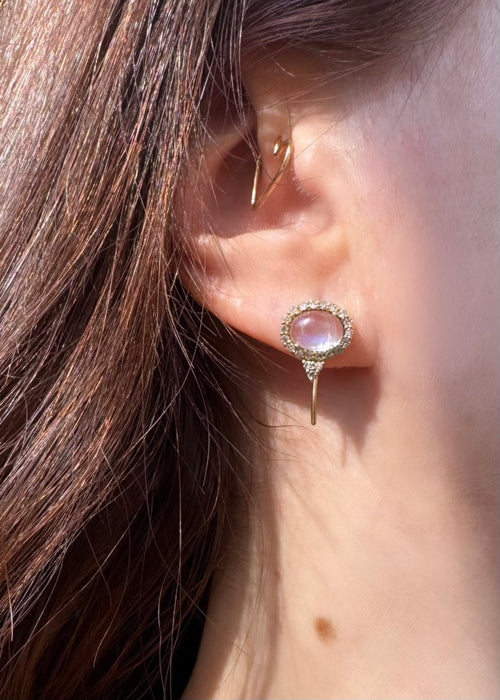 14k Moonstone and Diamond Earrings