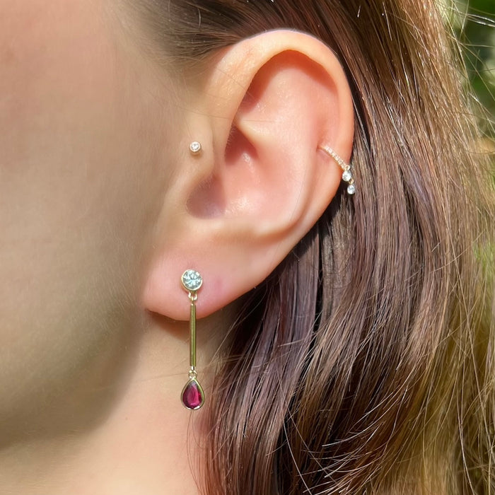 Bespoke 18k Ruby and Diamond Drop Earrings