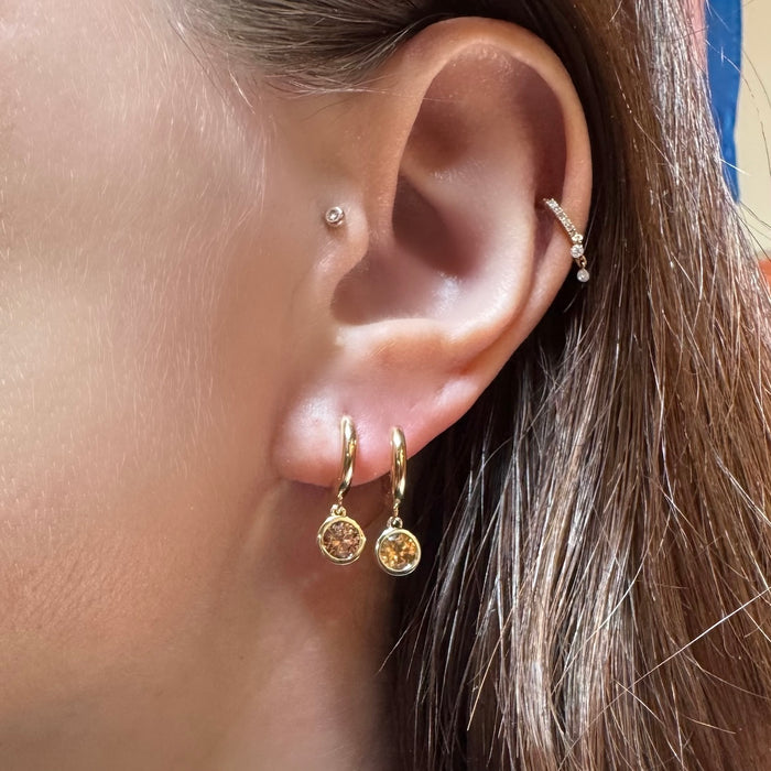 Bespoke 14k Zircon Drop Huggie Earrings