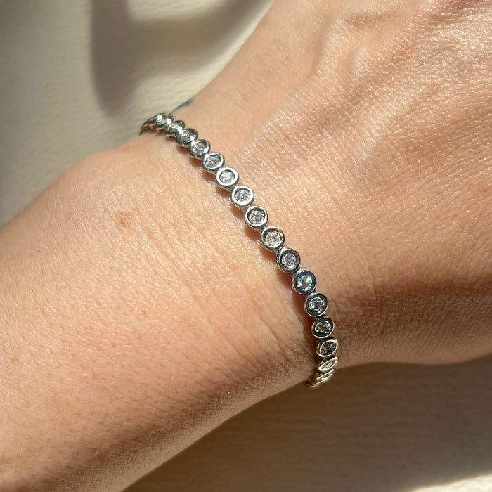 14k 2.5 Carat White Gold Bezel Tennis Bracelet