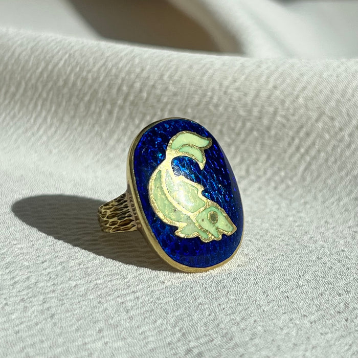 18k Enamel Fish Ring