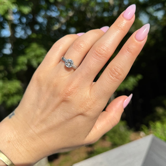 Hammered Platinum .90 Carat OMC Diamond Ring