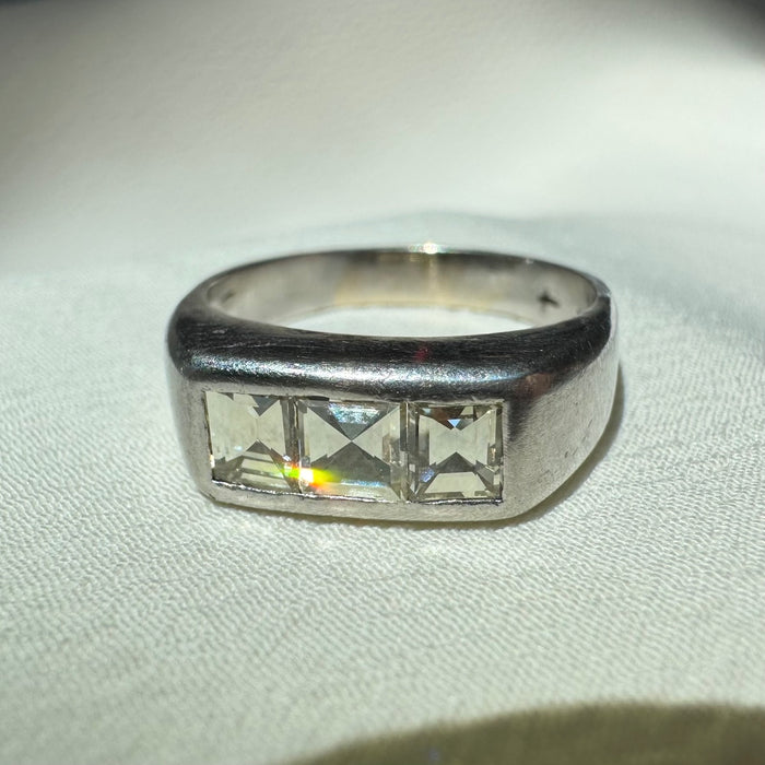Platinum Step Cut Diamond Ring