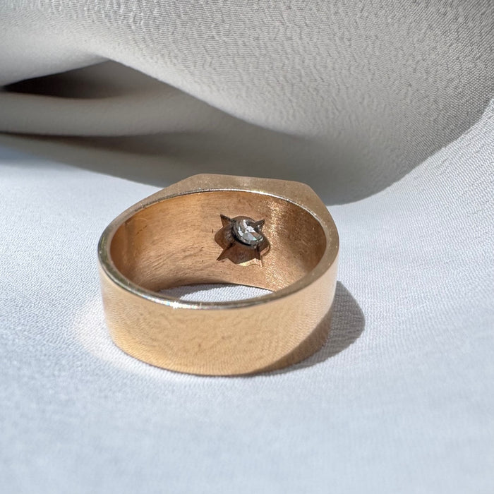 18k Heavy Old Euro Diamond Signet