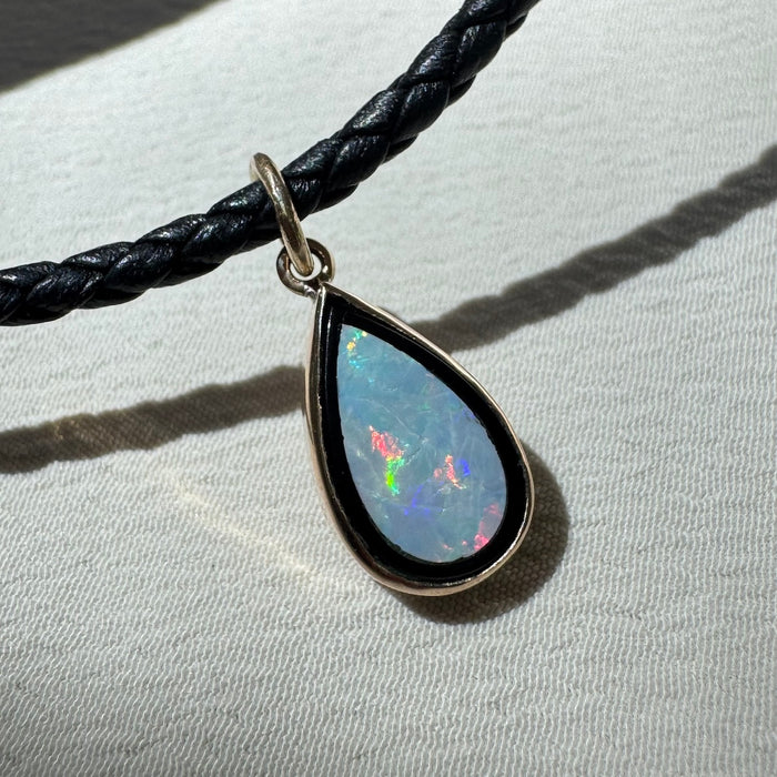 14k Opal and Onyx Inlaid Charm