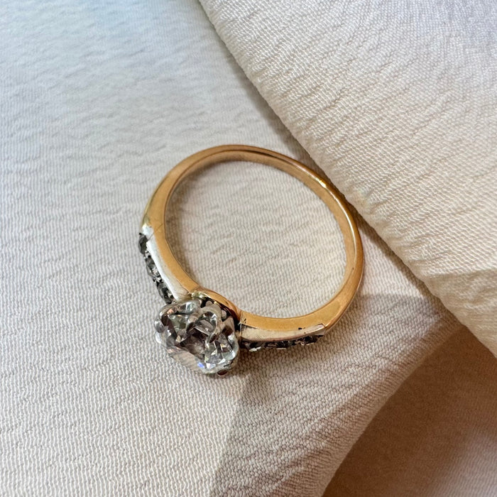 Antique 1 Carat Old Mine Cut Diamond Ring