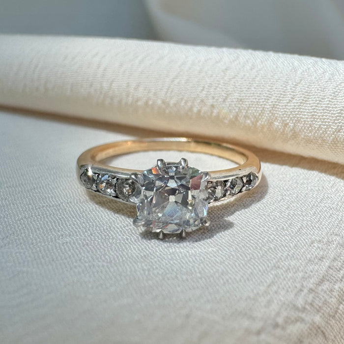 Antique 1 Carat Old Mine Cut Diamond Ring