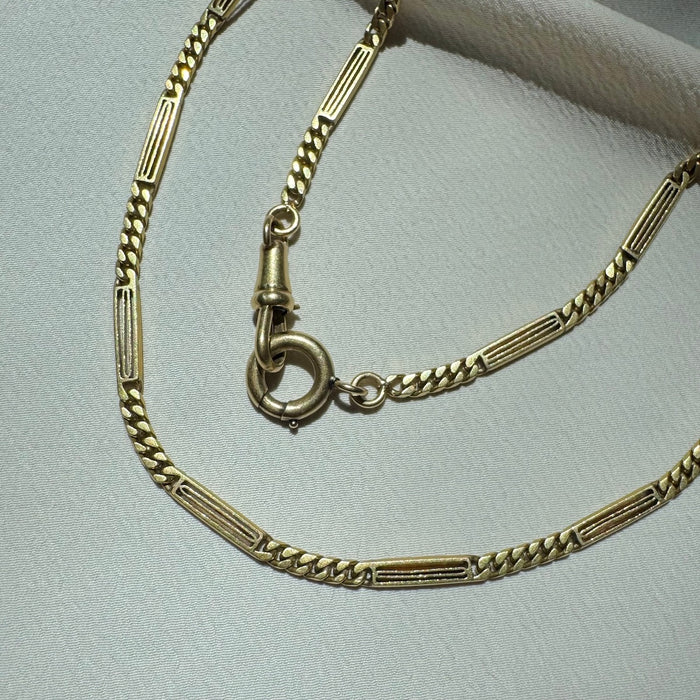 18k 15.5" Alternating Curb Watch Chain