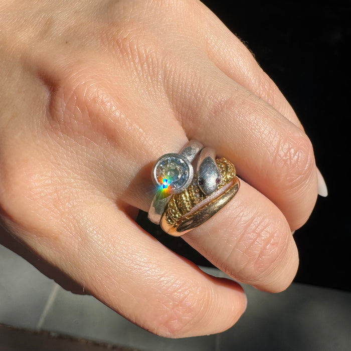 Hammered Platinum .90 Carat OMC Diamond Ring