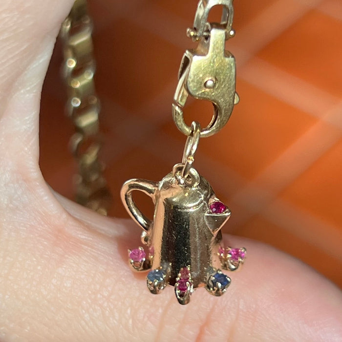 14k Ruby and Sapphire Coffee Pot Charm