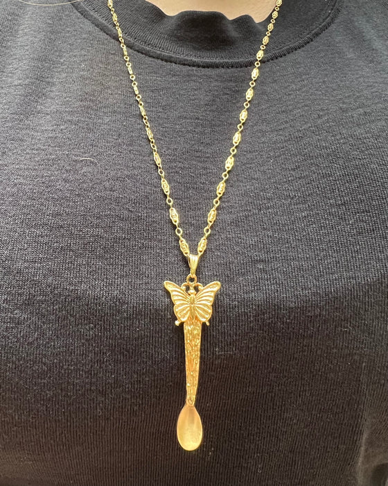 14k Butterfly Spoon Pendant