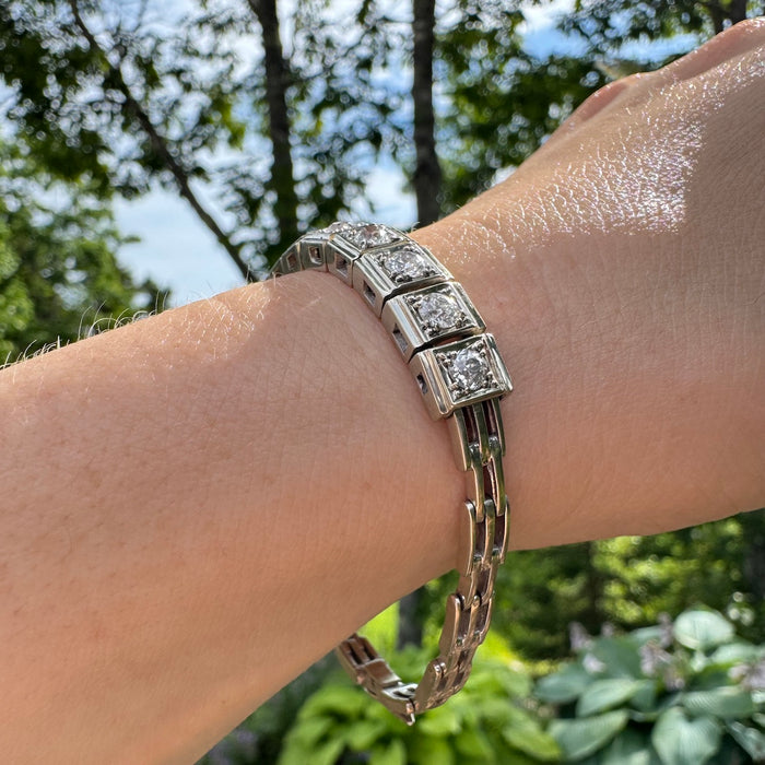 Antique 2.08 Carat Old Euro Diamond Bracelet
