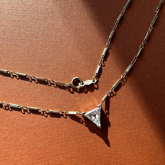 14k Diamond Trillion Solitaire Necklace