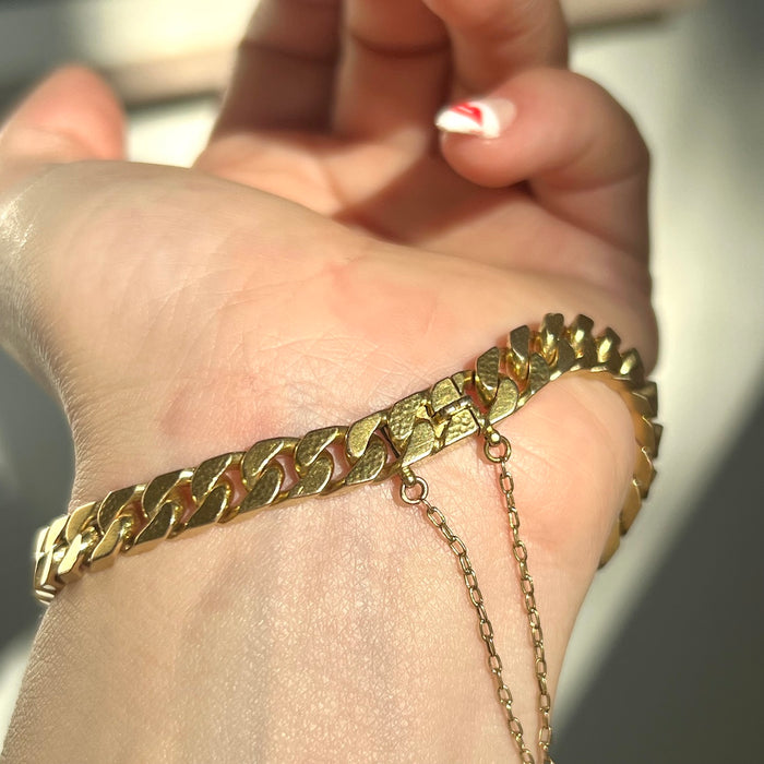 Solid 18k Textured Curb Link Bracelet