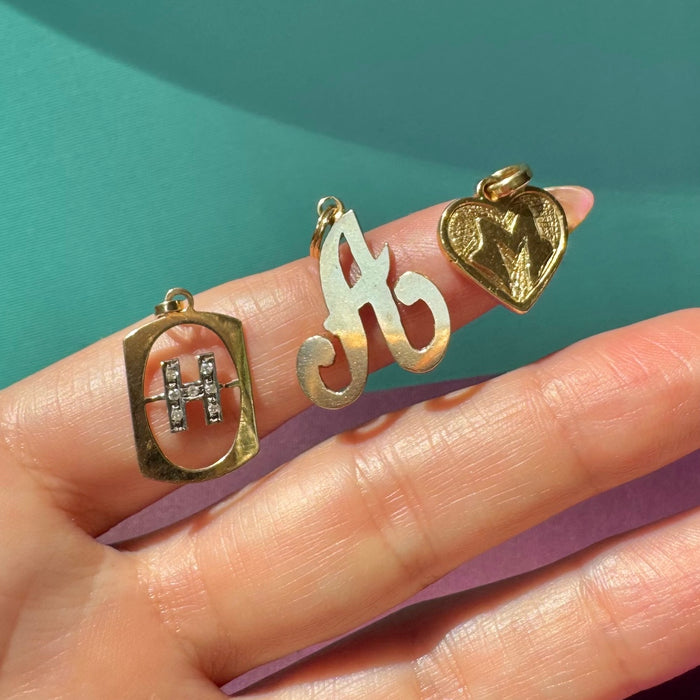 14k Letter A Script Charm