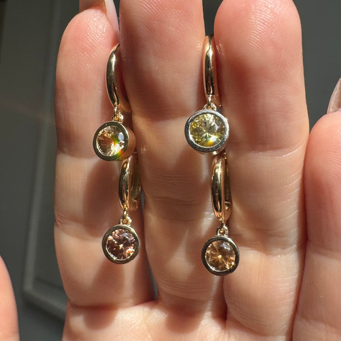 Bespoke 14k Zircon Drop Huggie Earrings