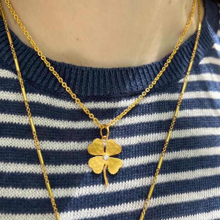 24k Diamond Clover Charm