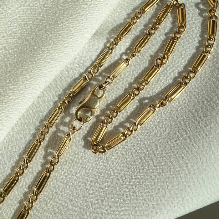 18k 20.5" Bar Curb Chain Necklace