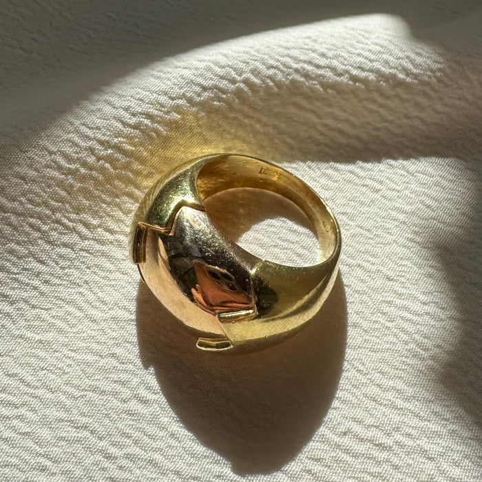 Italian 18k Two Tone Dome Ring