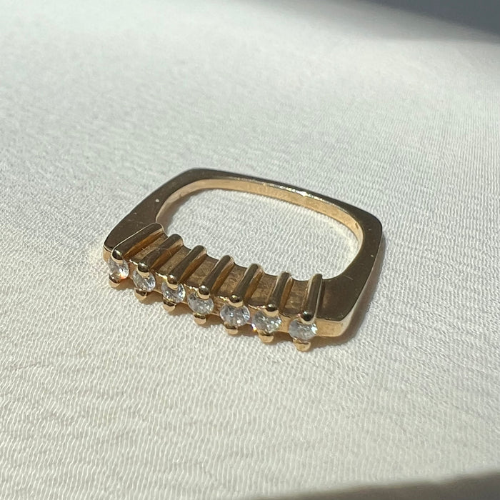 14k Tall Square Diamond Ring