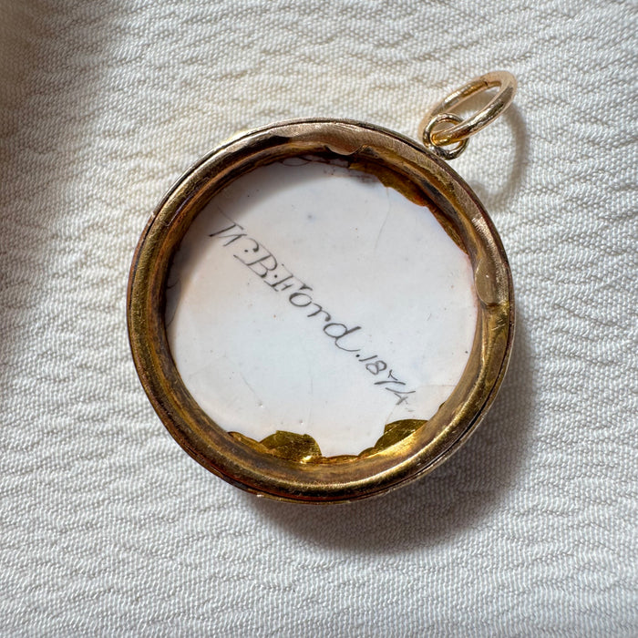 14k W.B.Ford Painted Dog Pendant c. 1874