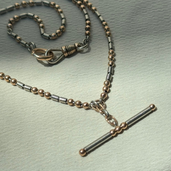 14k 16.75" Rose and White Gold Watch Chain