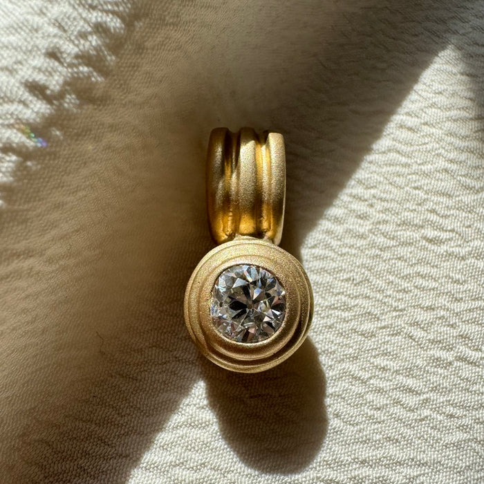 14k .98 Carat Old Mine Cut Diamond Pendant