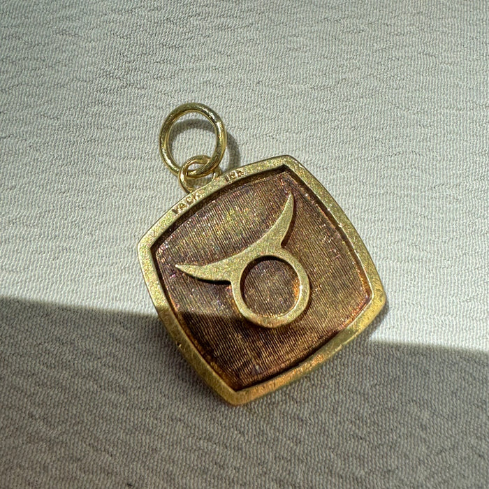 18k Double Sided Taurus Charm