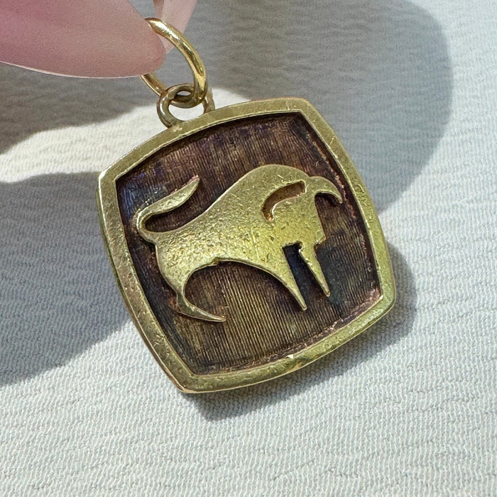 18k Double Sided Taurus Charm