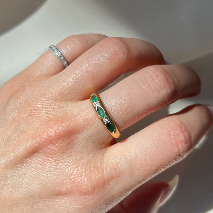 14k Marquise Emerald and Diamond Ring