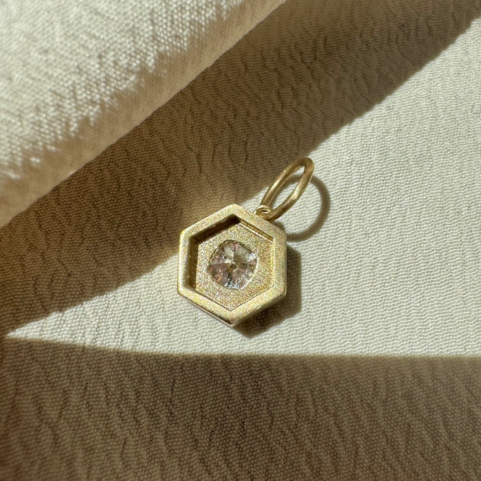 Bespoke .62 Old Mine Cut Hex Pendant