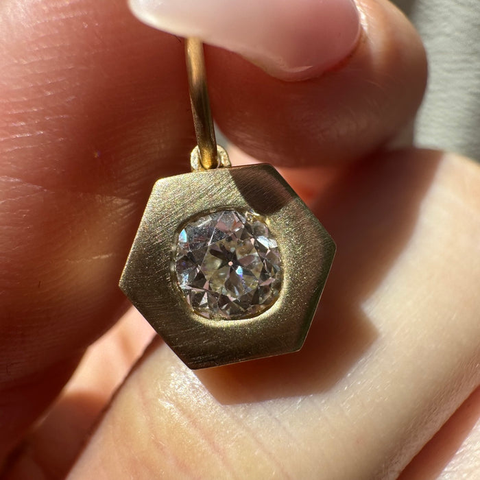 Bespoke .62 Old Mine Cut Hex Pendant