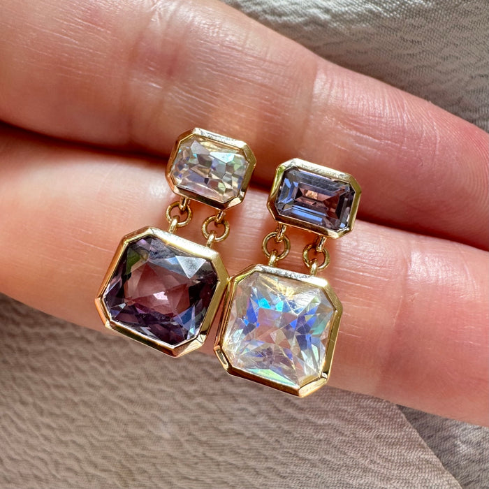 Bespoke 14k Spinel and Moonstone Earrings