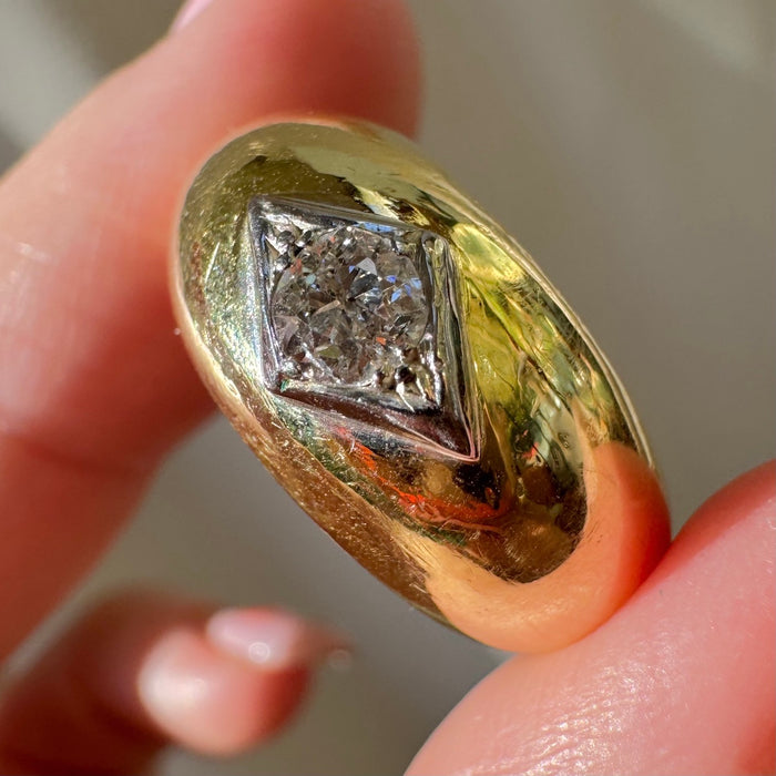 18k Solid Diamond Dome Ring