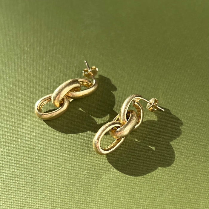 18k Satin Oval Link Earrings