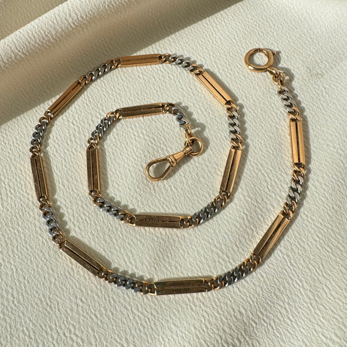 14k 18.5" Two Tone Watch Chain
