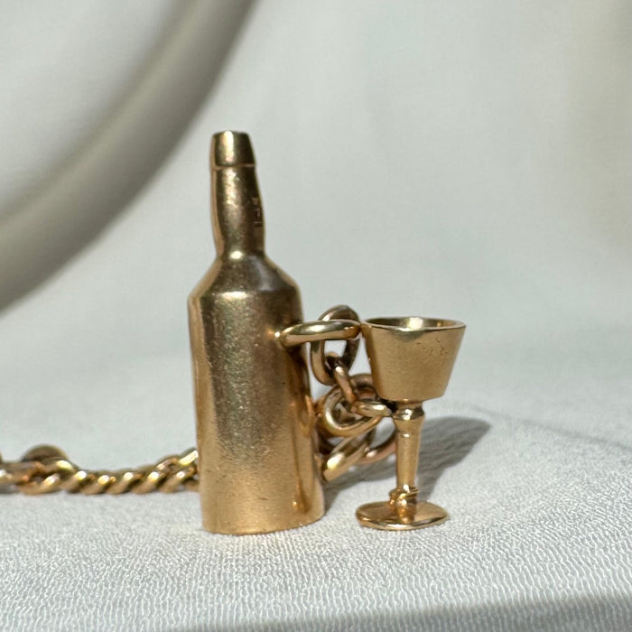 14k Wine and Goblet Charm