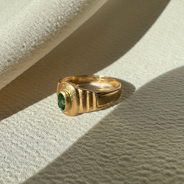 Reimagined 10k Emerald Signet Ring
