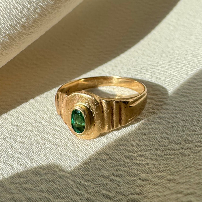 Reimagined 10k Emerald Signet Ring