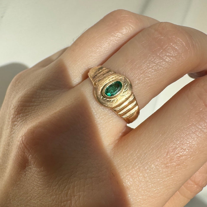 Reimagined 10k Emerald Signet Ring